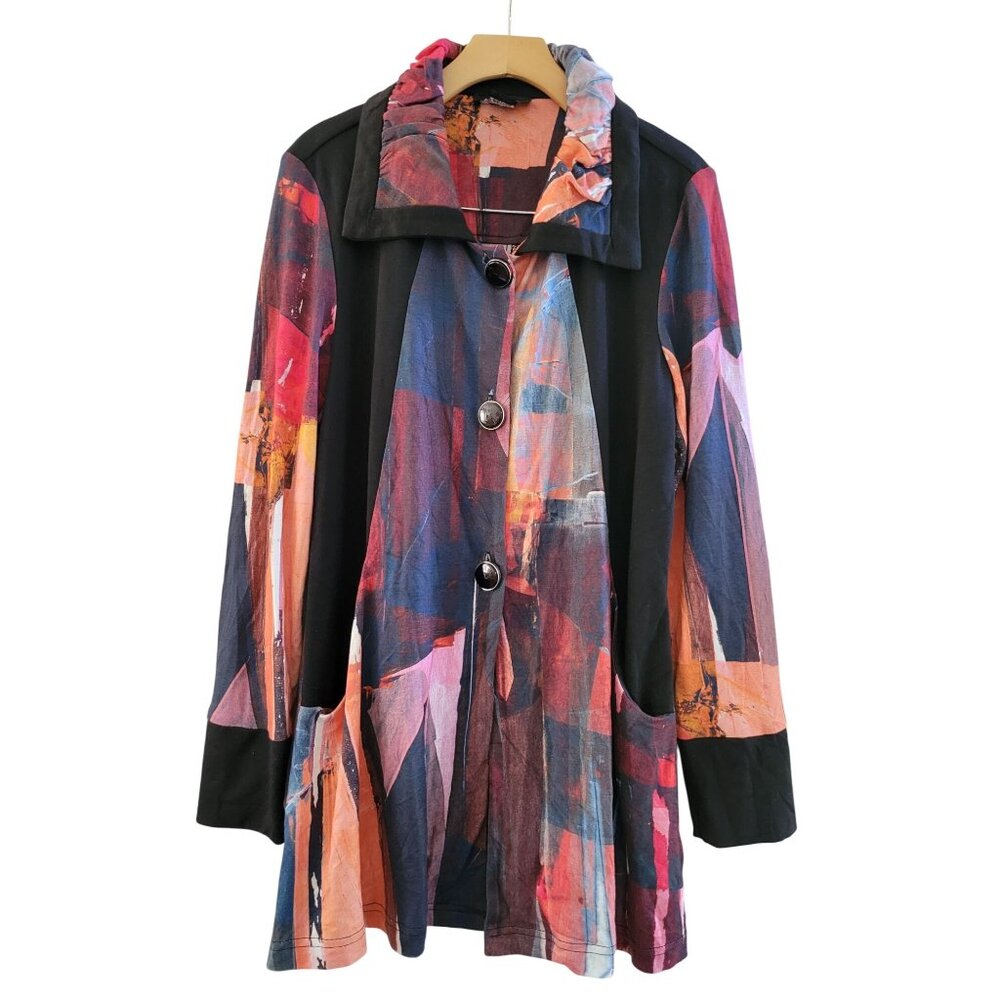 Michael Taylor Multi-color Lagenlook Oversized tunic size Large funky art boho